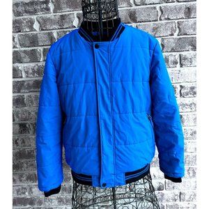 Wantdo Quilted Puffer Jacket 10 12 Blue Front Zip Snap Insulated Lined S…